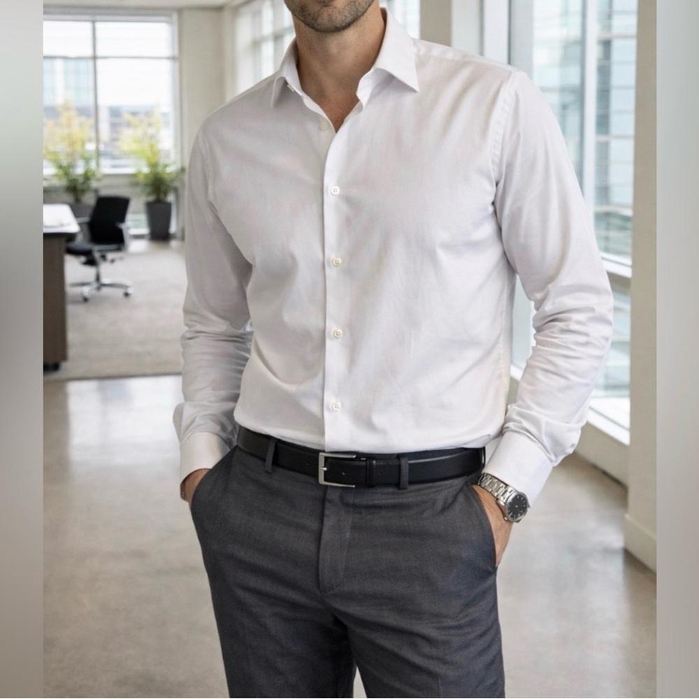 Hugo Boss Slim Fit Stretch White Dress Shirt 16.5 /42